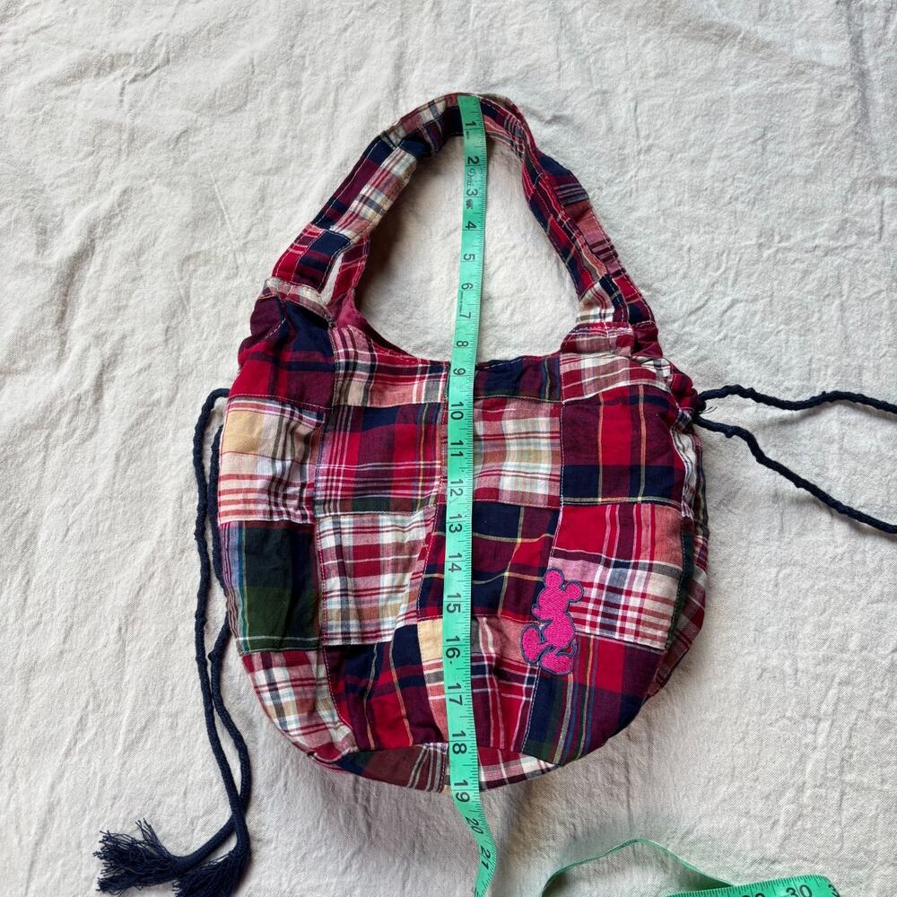 Vintage Walt Disney World Patchwork Madras Hobo Bag Mickey - Picture 7 of 7